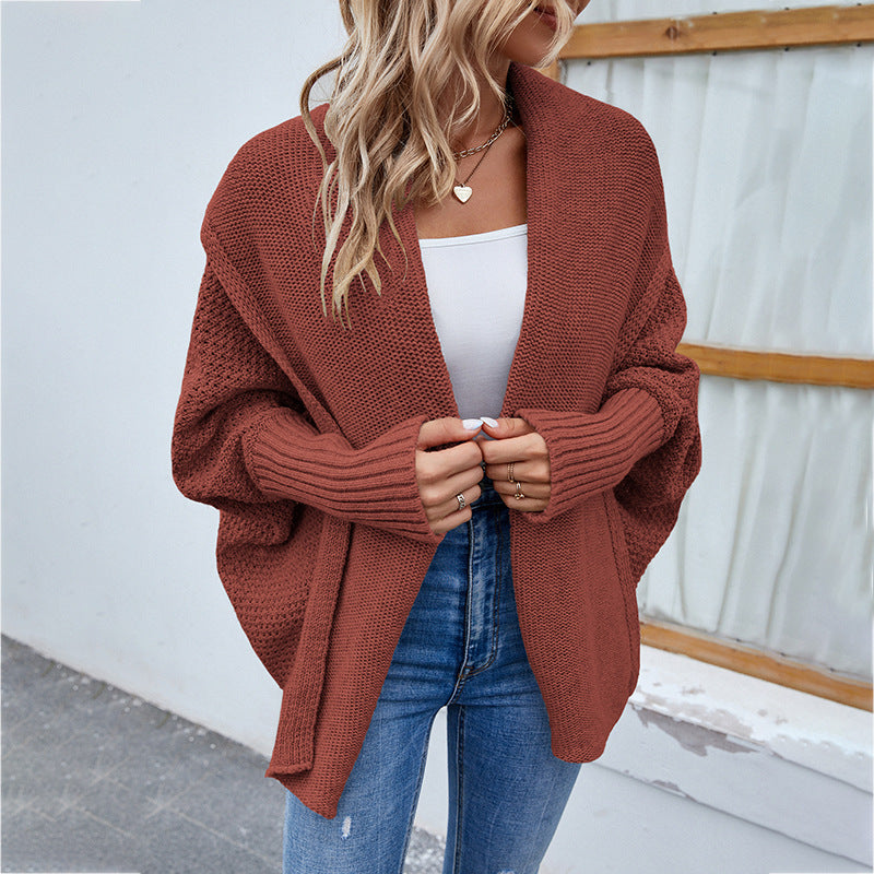 Damen Strickjacke mit offenem Schnitt und voluminösen Ärmeln Sovae