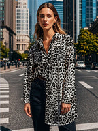 Damen Langärmliges Hemd im Leopardenmuster Sovae