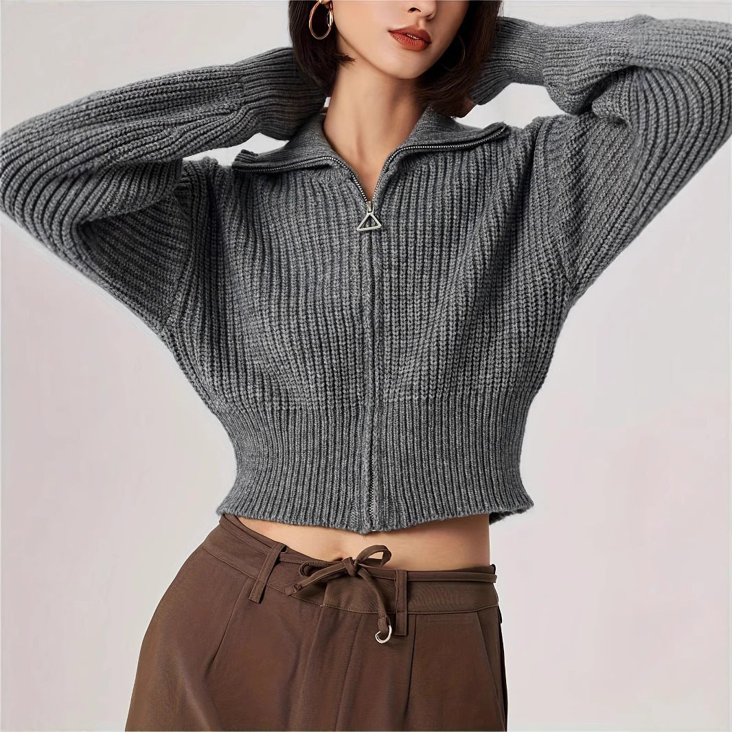 Damen weicher Strickpullover mit Stehkragen Sovae