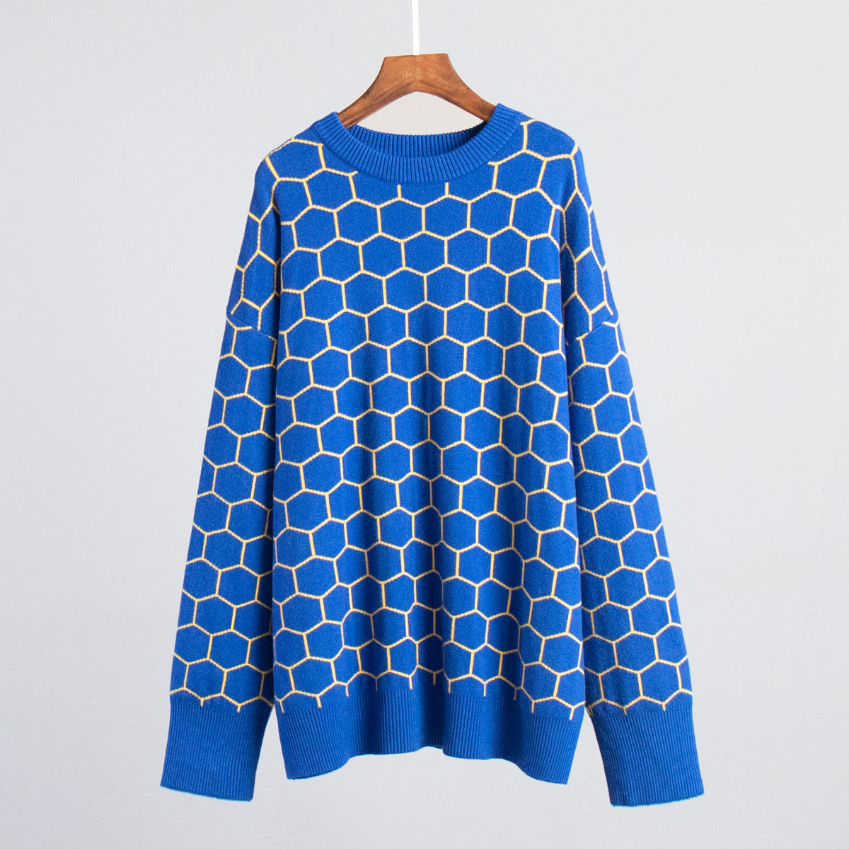 Damen Kreativer Strickpullover mit Wabenmuster Sovae