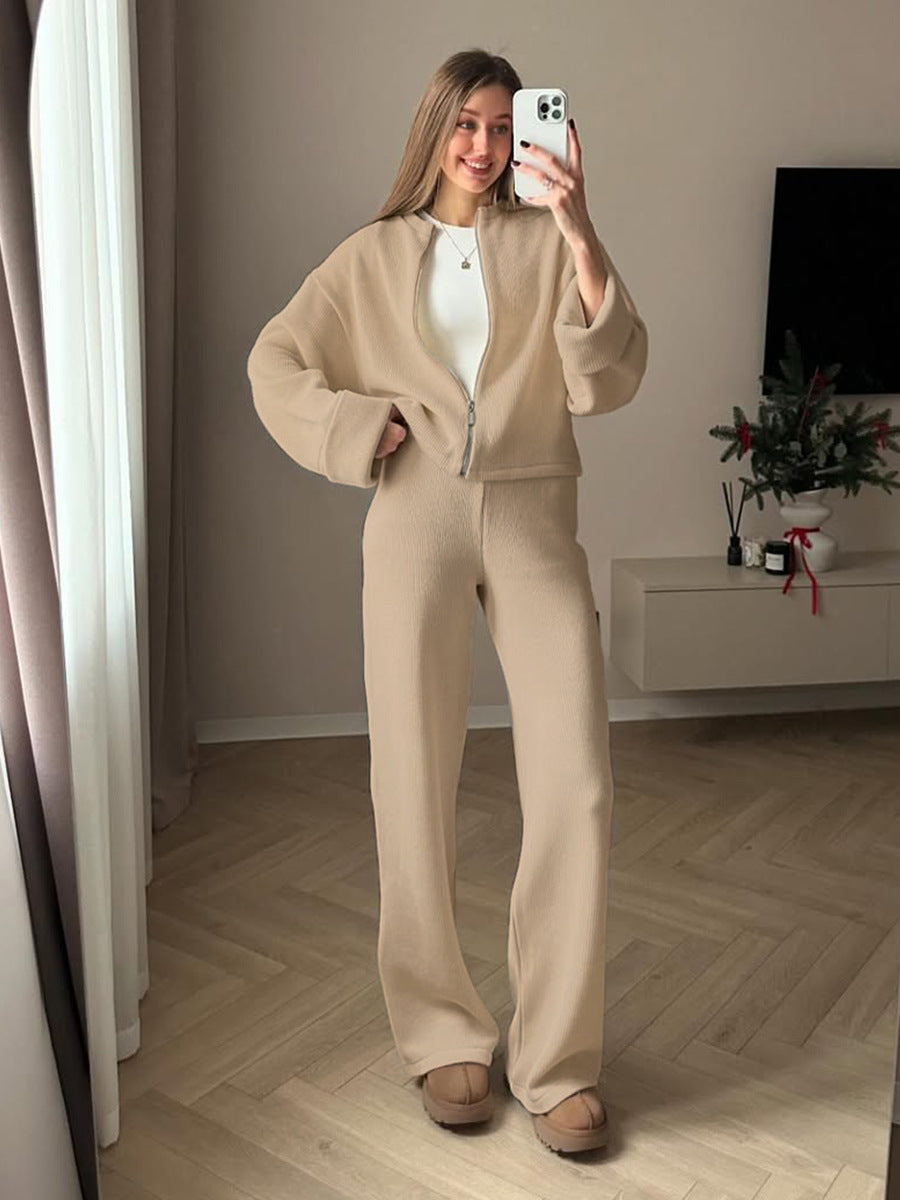 Damen Modisches und bequemes Strick-Ensemble mit weitem Schnitt Sovae