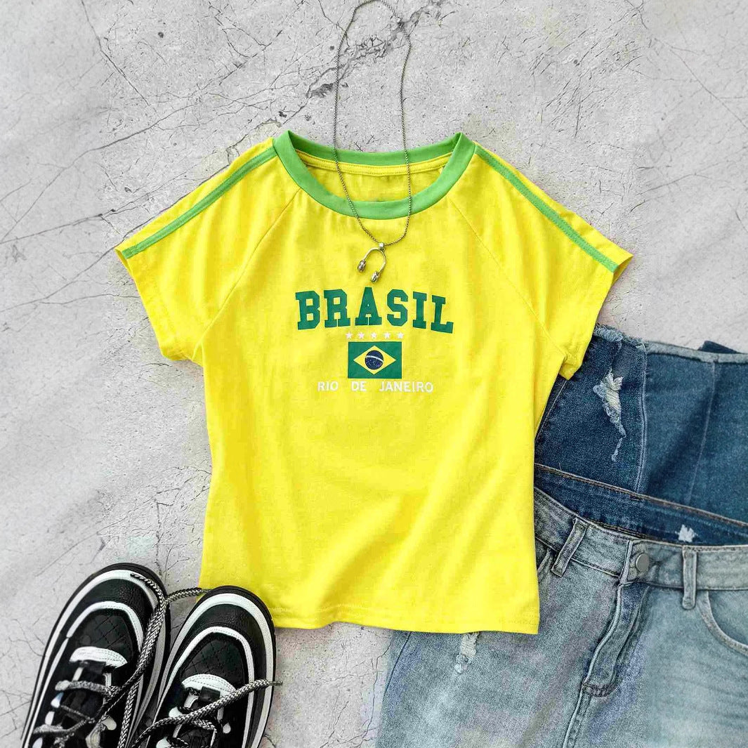 Damen Sportliches T-Shirt mit Brasil-Motiv Sovae