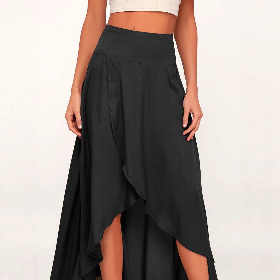 Damen asymmetrischer Maxirock mit fließendem Schnitt und eleganter Taillenpartie Sovae