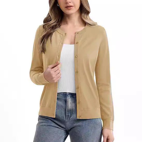 Damen elegante Strickjacke mit Knopfverschluss Sovae