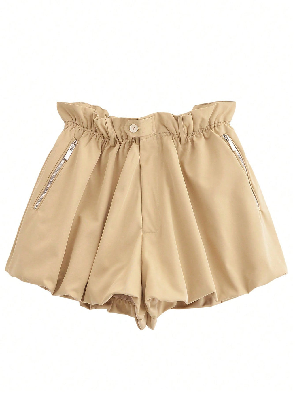 Damen modische Shorts mit elastischem Bund und seitlichen Reißverschlusstaschen Sovae