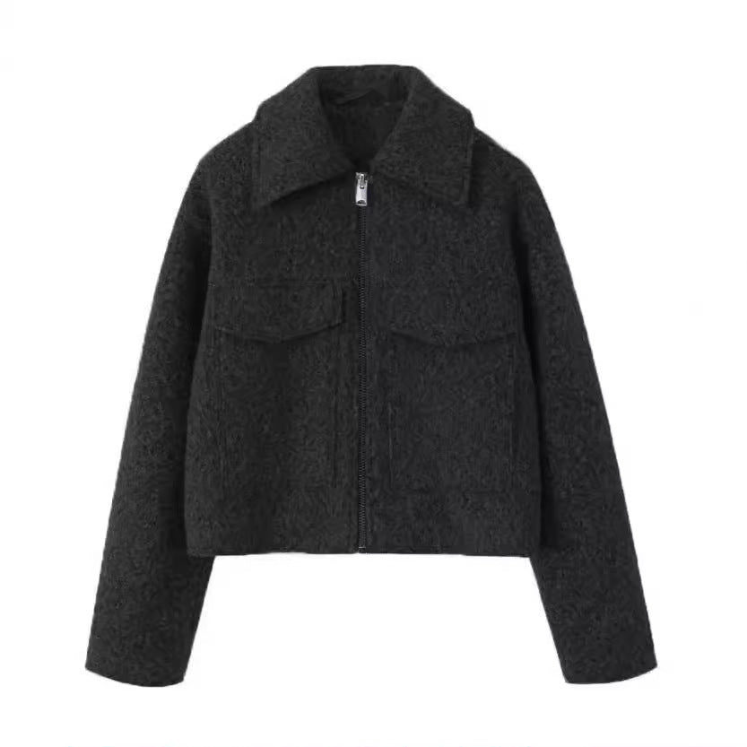 Damen trendige Wolljacke mit praktischen Taschen Sovae