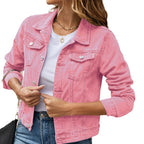 Damen Denim-Jacke im Vintage-Stil mit Taschen Sovae