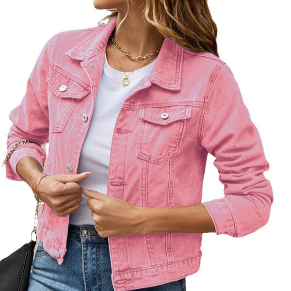 Damen Denim-Jacke im Vintage-Stil mit Taschen Sovae