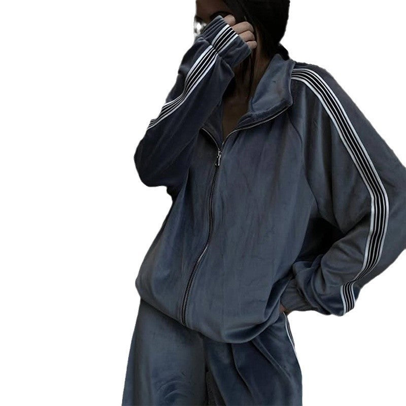 Damen Sportliches Fleece-Set mit weitem Schnitt Sovae