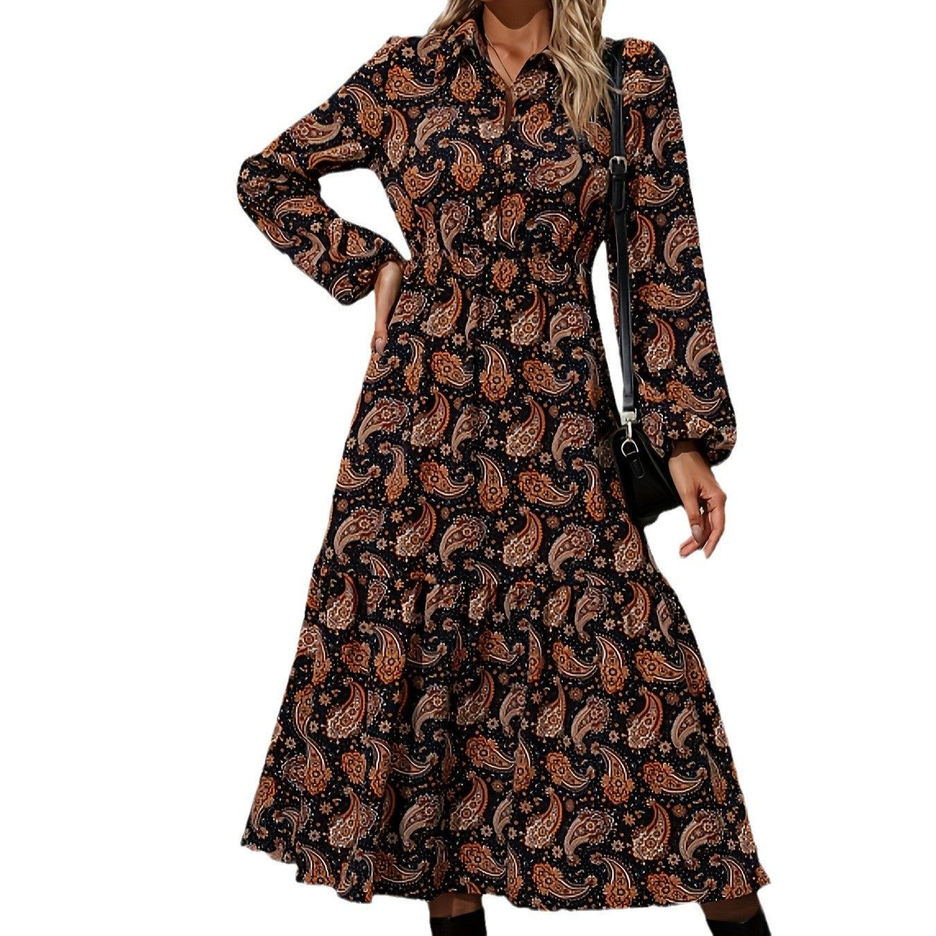 Damen Midikleid mit zeitlosem Paisleymuster Sovae