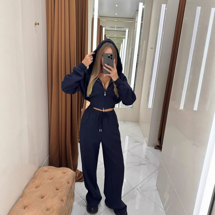 Damen sportliches Fleece-Loungewear-Set mit Hoody Sovae