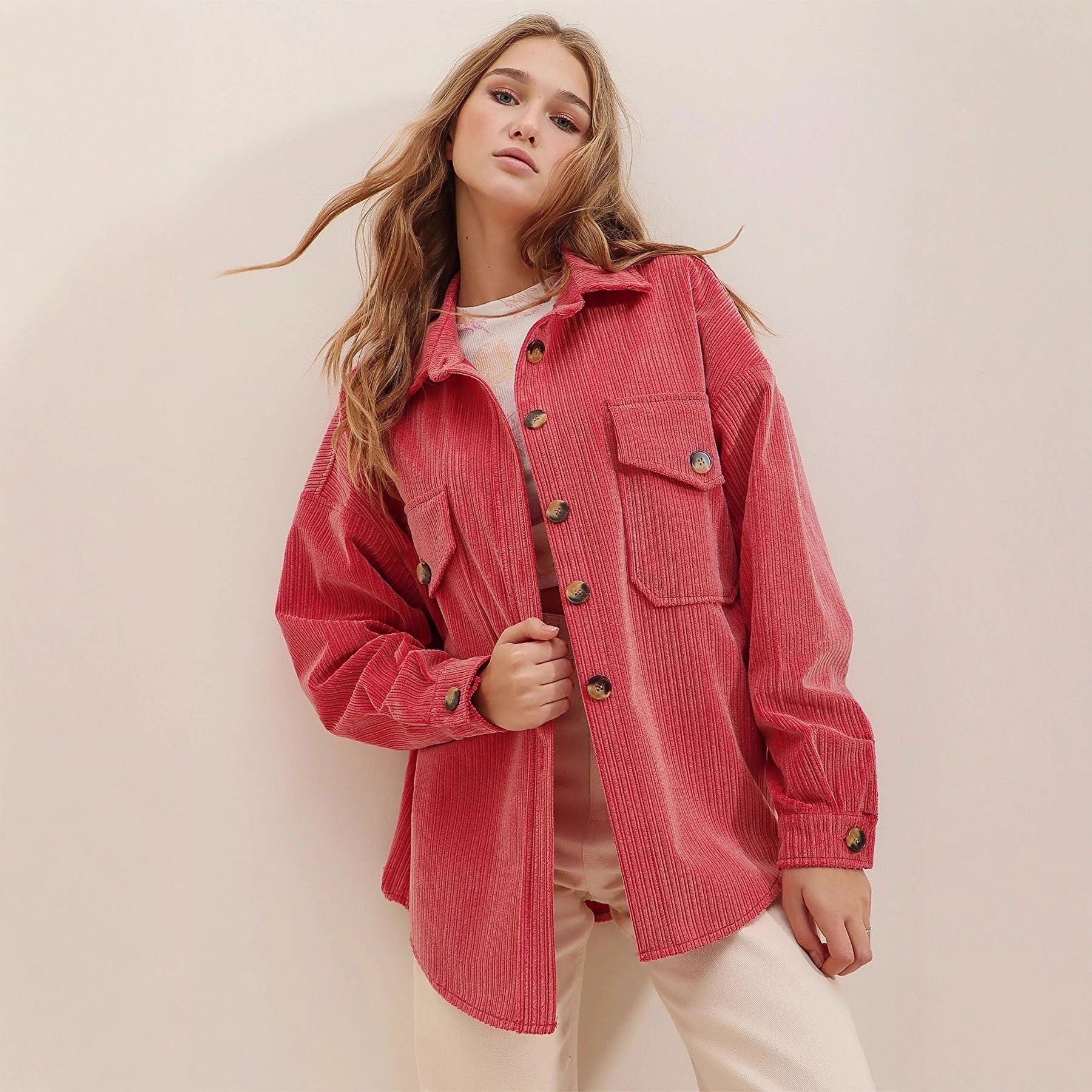 Damen Oversized Kordjacke Sovae