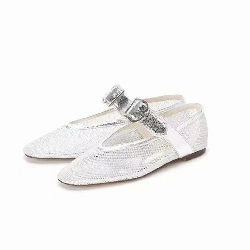 Damen Ballerinas aus Netzmaterial mit dekorativem Riemen Sovae