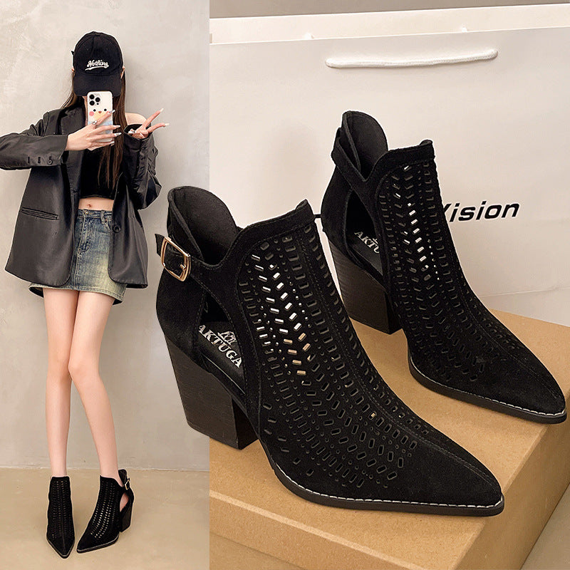 Damen Ankle Boots mit ausgefallenem Cut-Out-Design und elegantem Absatz Sovae