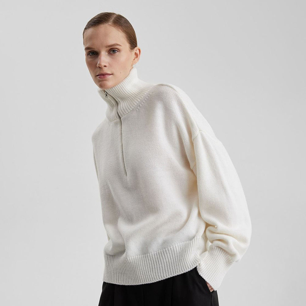 Damen Modischer Strickpullover mit hohem Kragen Sovae