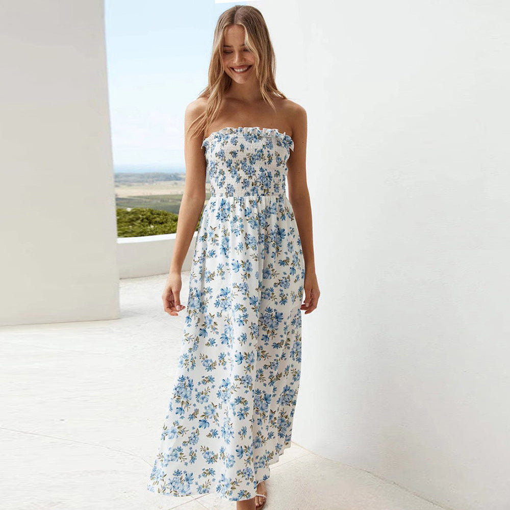Damen Sommerliches Maxikleid mit schmalem Oberteil und Blumenprint Sovae