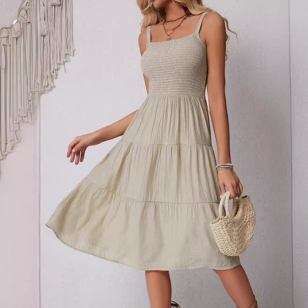 Damen Sommerliches Midikleid mit Rüschendetails Sovae
