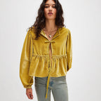 Damen lässige Samtbluse Sovae