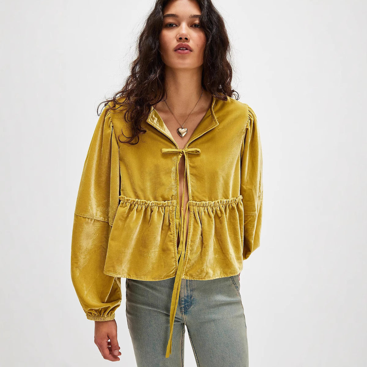 Damen lässige Samtbluse Sovae