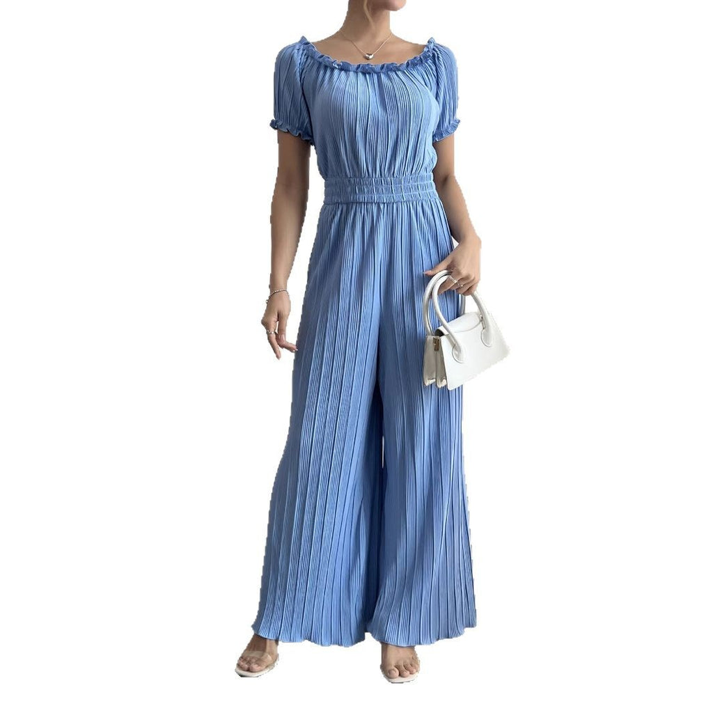 Damen Jumpsuit mit Plissee-Design und elastischem Bund Sovae