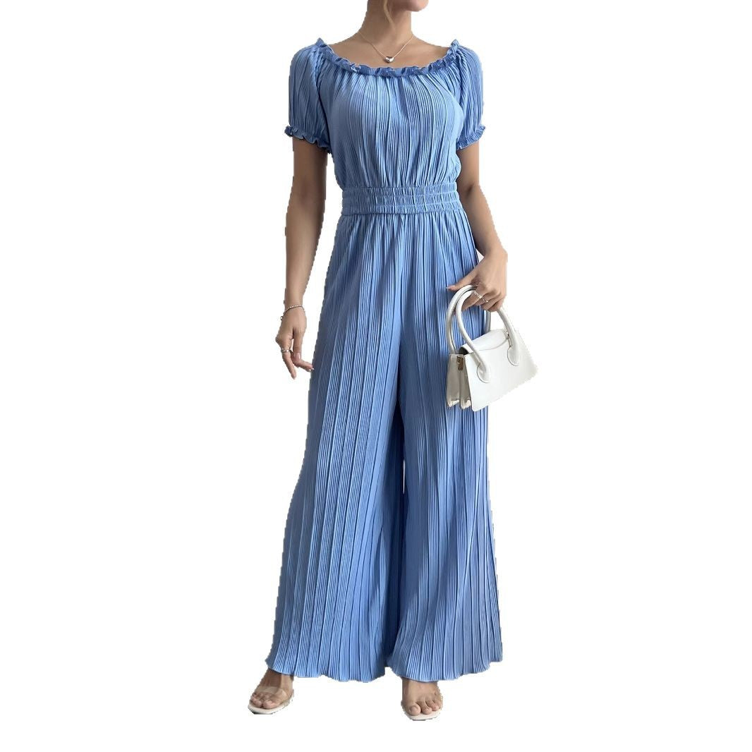 Damen Jumpsuit mit Plissee-Design und elastischem Bund Sovae