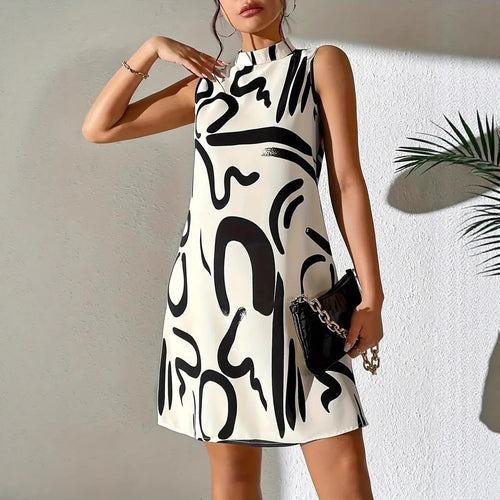 Damen A-Linien Kleid mit kreativem grafischen Design Sovae