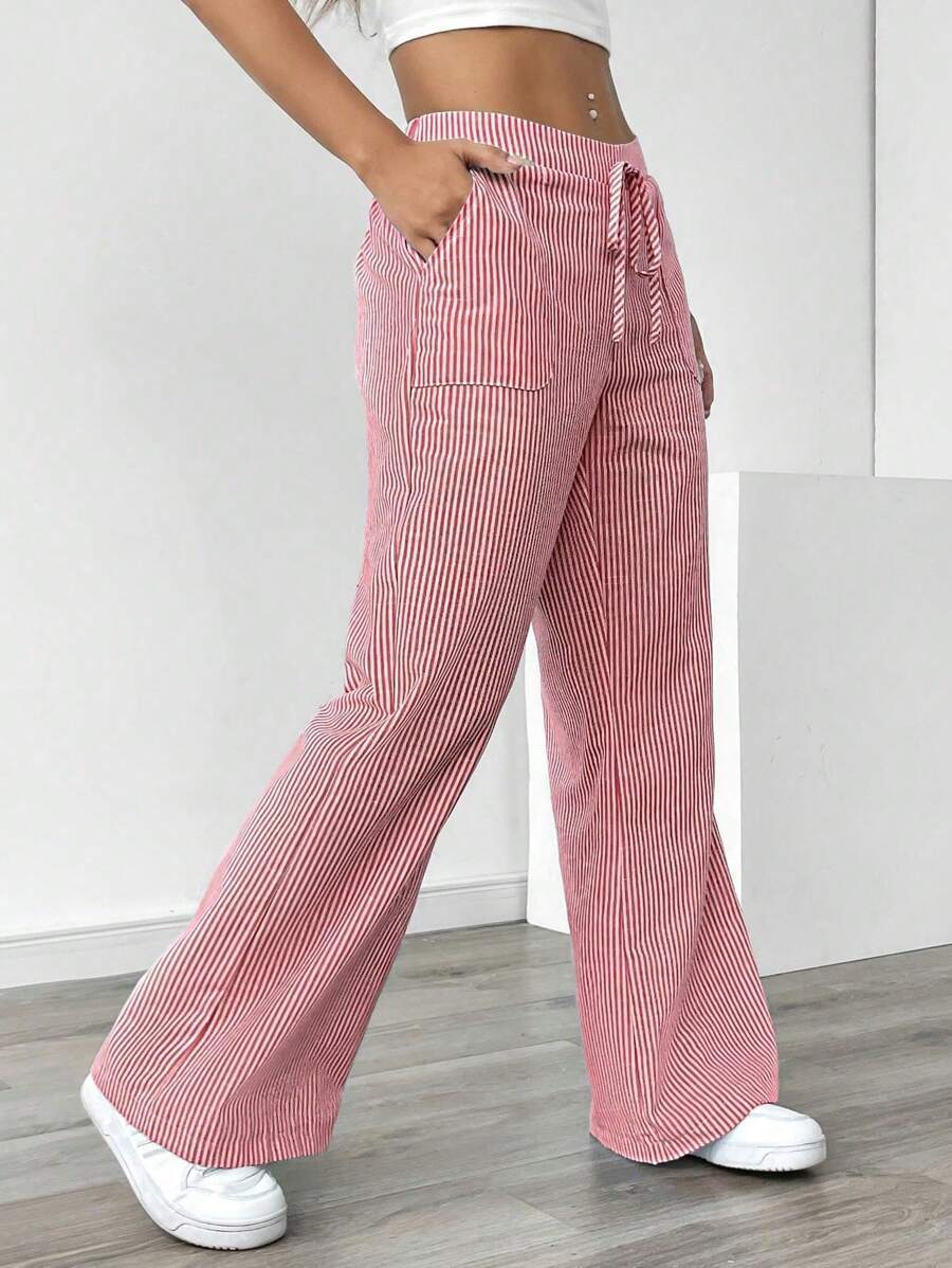 Damen lässige Baumwollhose mit weitem Bein und praktischen Taschen Sovae