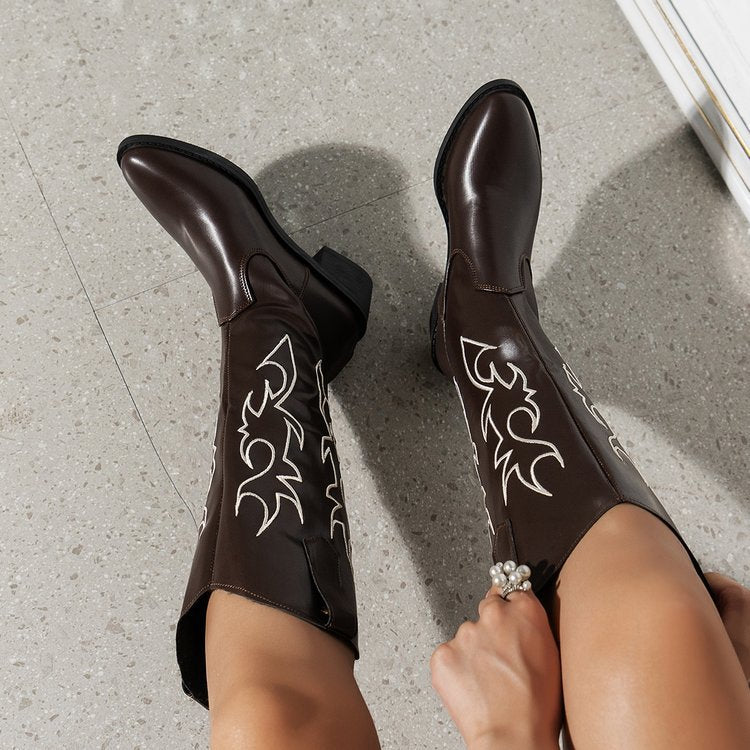 Damen modische Cowboystiefel mit stilvollem Motiventwurf Sovae