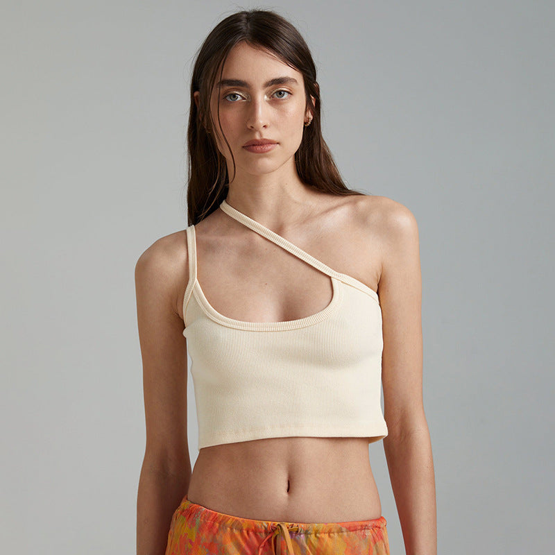 Damen asymmetrisches Crop-Top mit verstellbaren Trägern Sovae