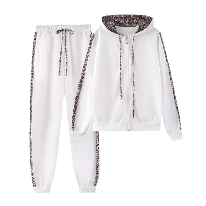 Damen sportlicher Freizeitanzug mit Leopardenmuster Sovae