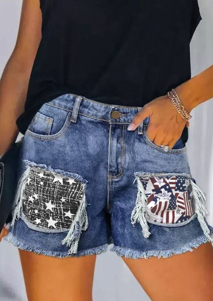 Damen Modische Denim-Shorts mit kreativen Taschen Sovae
