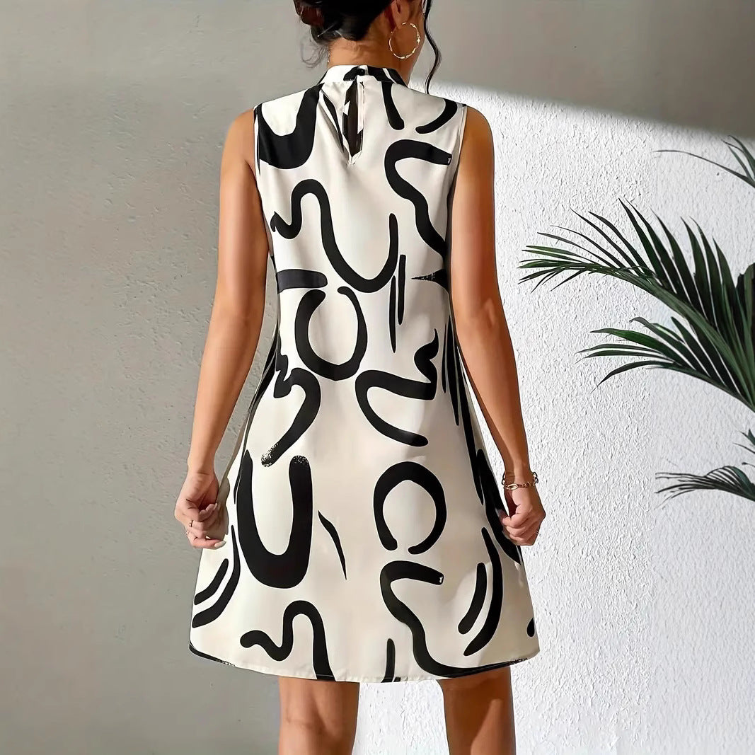 Damen A-Linien Kleid mit kreativem grafischen Design Sovae