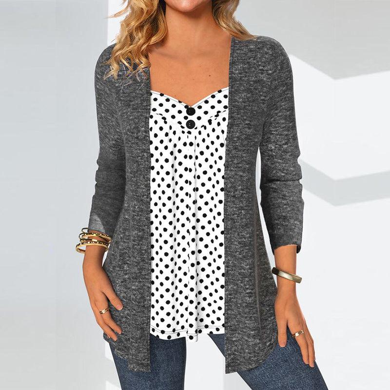 Damen schimmernde Strickjacke mit asymmetrischem Schnitt Sovae