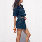 Damen Denim Miniröcke mit asymmetrischem Schnitt Sovae