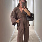 Damen luftige Leinenanzug Sovae