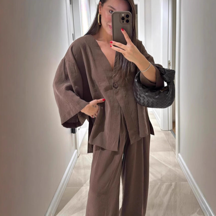 Damen luftige Leinenanzug Sovae