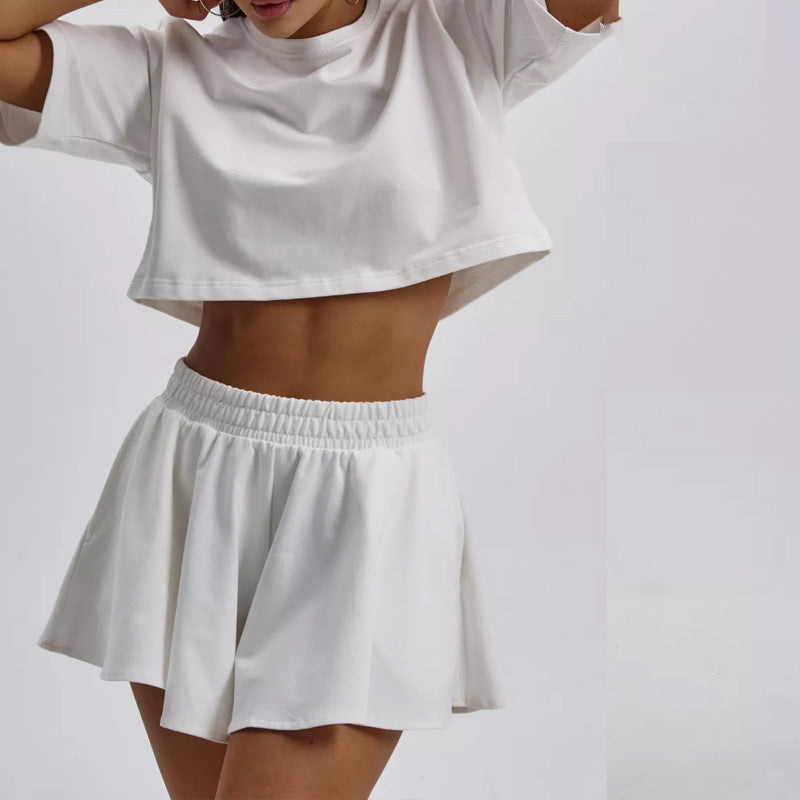 Damen sportliches Crop-Top und Shorts Set Sovae