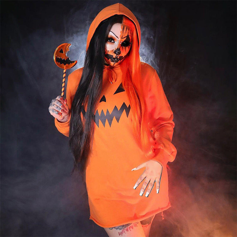 Damen Hoodie-Kleid mit Halloween-Motiv Sovae
