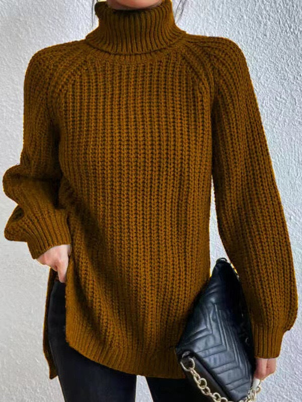 Damen gemütlicher Strickpullover mit Rollkragen und weitem Schnitt Sovae