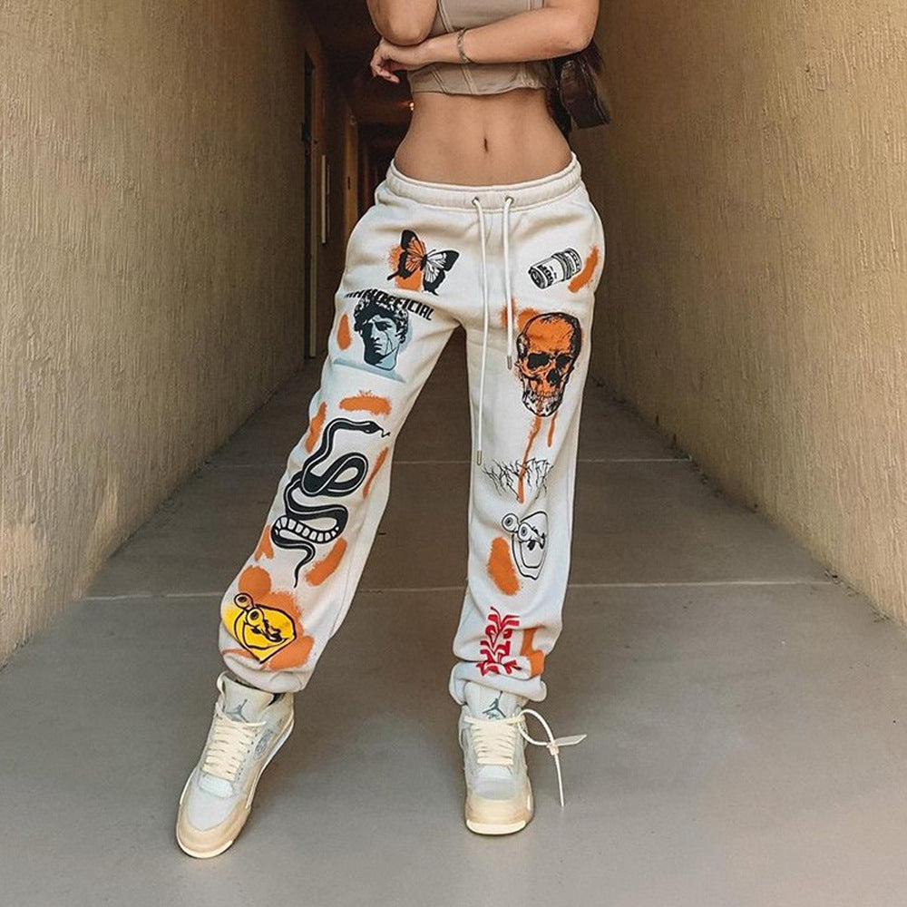 Damen auffällige Sweatpants mit grafischen Druckmotiven Sovae