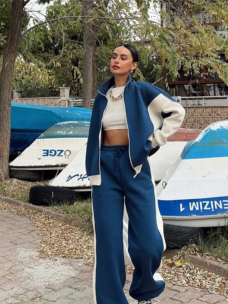 Damen Sportliches Loungewear-Set mit hohem Kragen Sovae