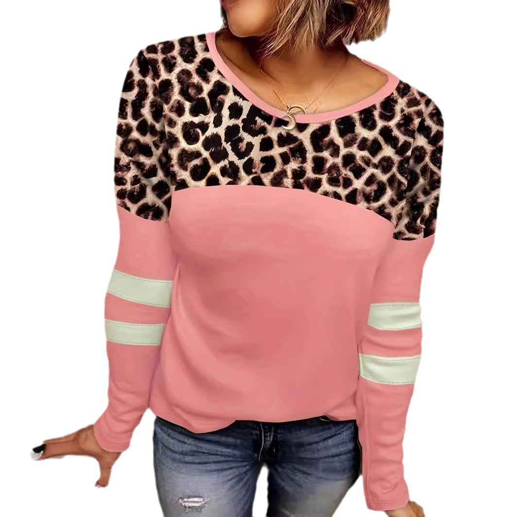 Damen Sweatshirt mit Leo-Muster und Kontrastdetails Sovae