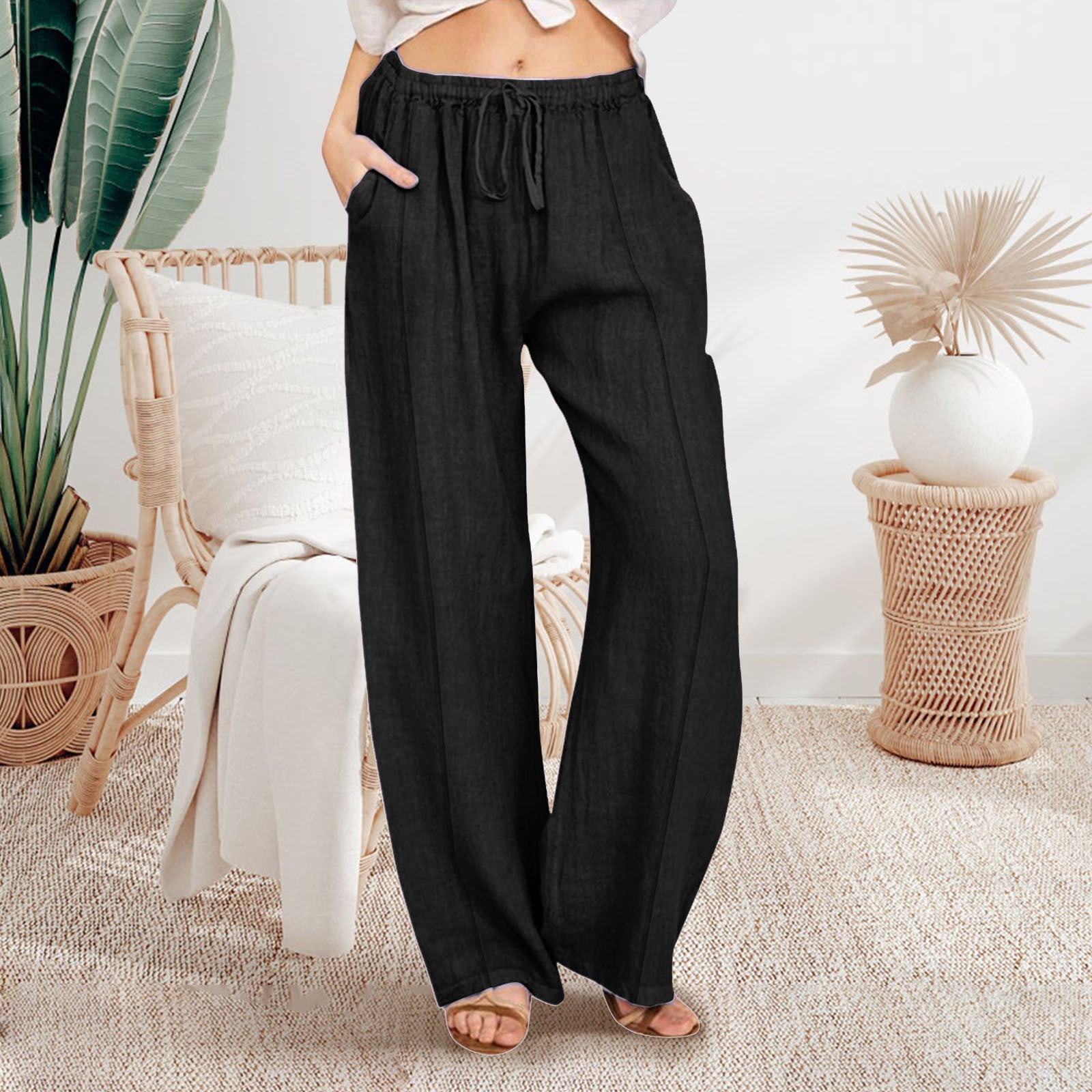 Damen Luftige Leinen-Hose Sovae