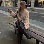 Damen lässiger Strickpullover aus hochwertiger Merinowolle Sovae