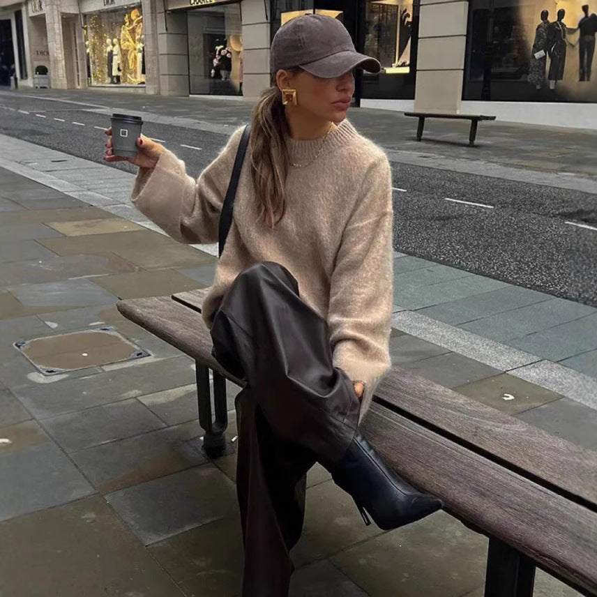 Damen lässiger Strickpullover aus hochwertiger Merinowolle Sovae