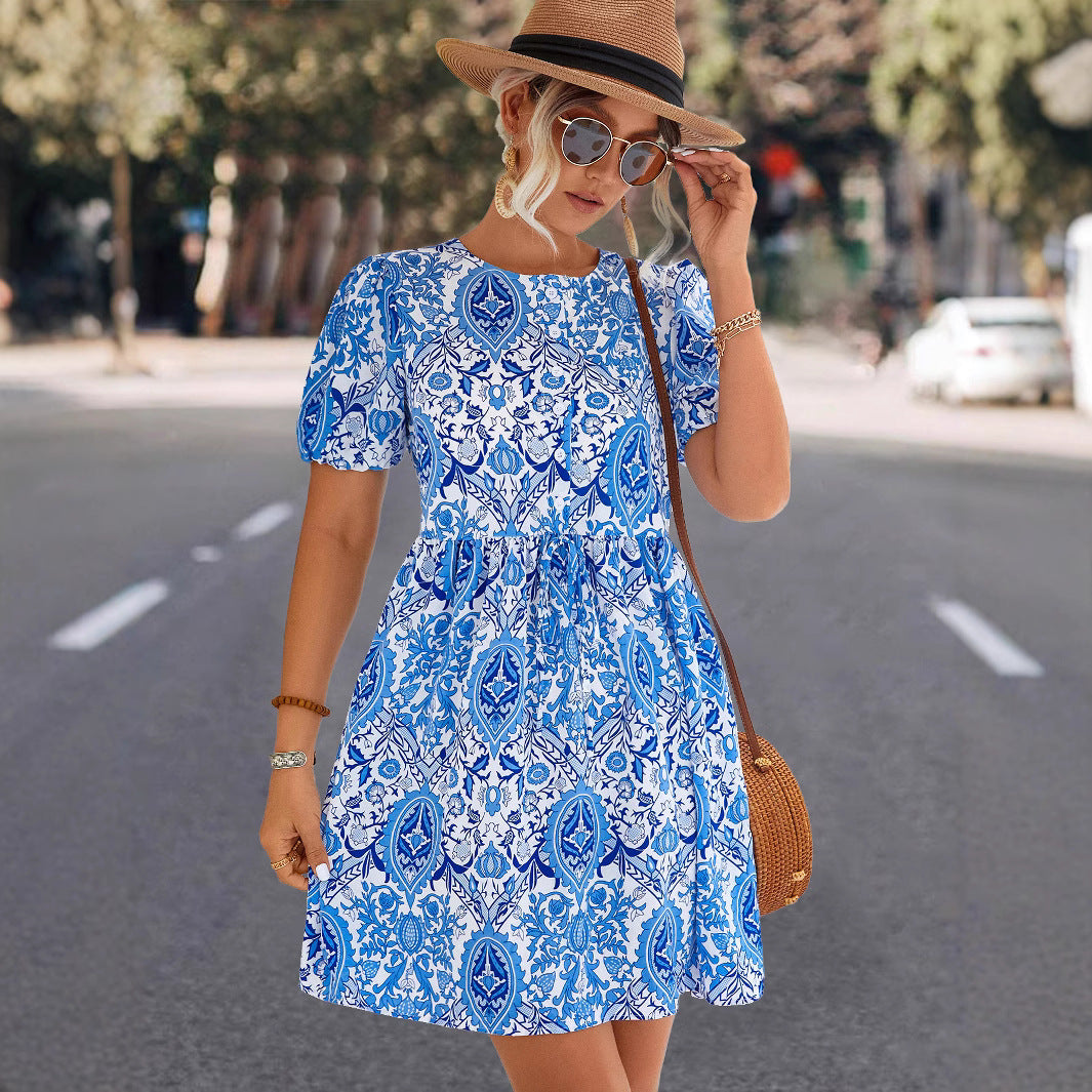 Damen A-Linien Kleid mit floralem Muster und lässigem Schnitt Sovae