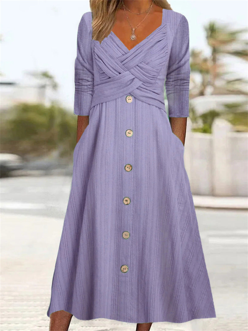 Damen Midikleid mit schmeichelndem Wickeloberteil Sovae