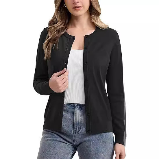 Damen elegante Strickjacke mit Knopfverschluss Sovae