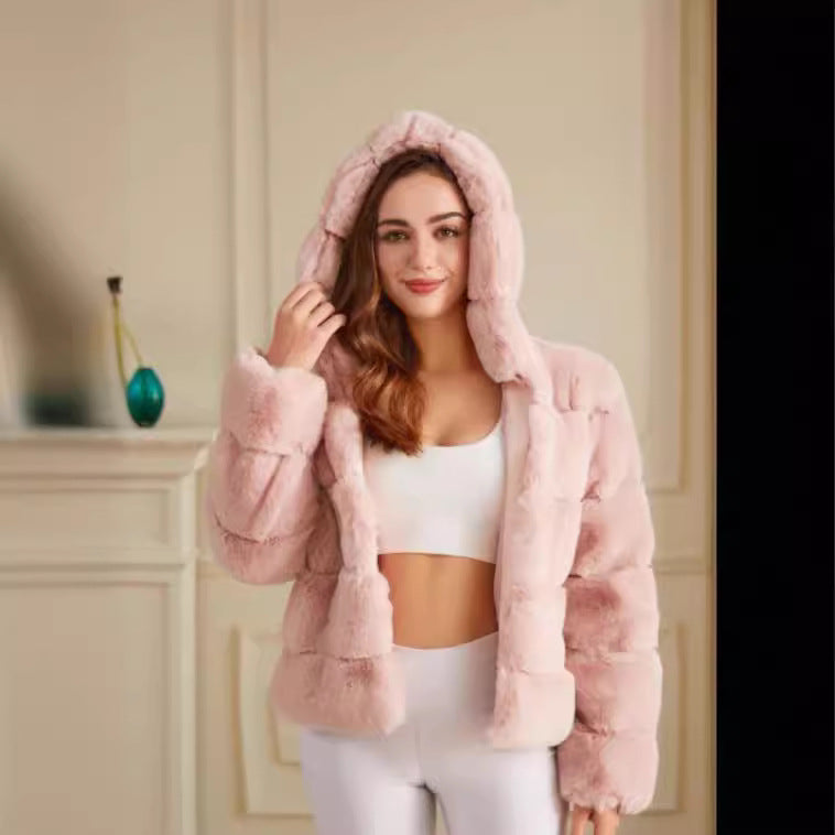 Damen weiche Fleecejacke mit Kapuze Sovae