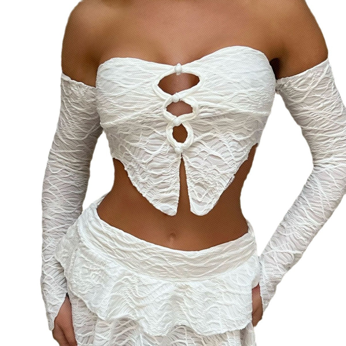 Damen Off-Shoulder Oberteil mit Rüschendetails und raffiniertem Ausschnitt Sovae